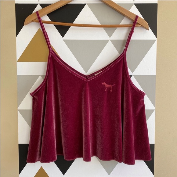 VS PINK Velvet Swing Cropped Tank Large Berry - Picture 2 of 6